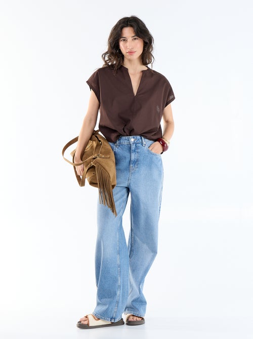 Blouse met korte mouwen en V-hals - Kiabi