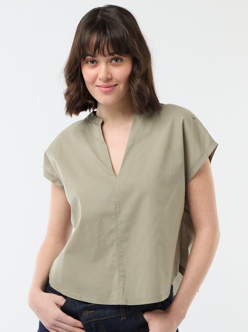 Blouse met korte mouwen en V-hals - Kiabi