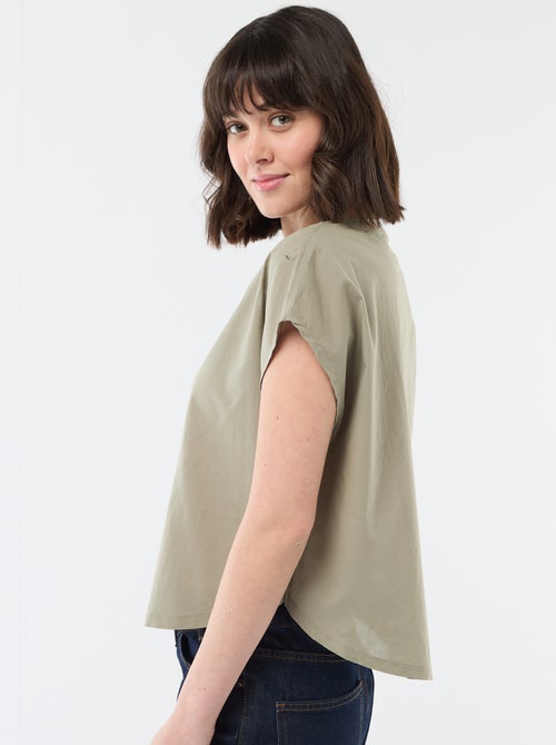 Blouse met korte mouwen en V-hals - Kiabi