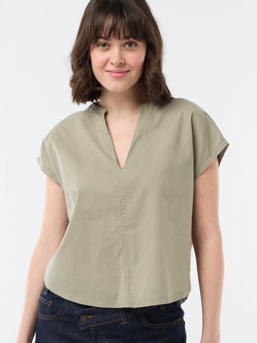Blouse met korte mouwen en V-hals - Kiabi