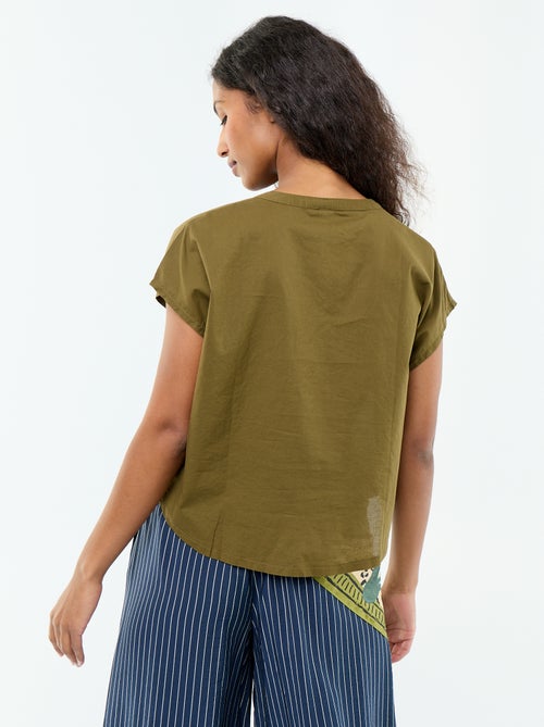 Blouse met korte mouwen en V-hals - Kiabi