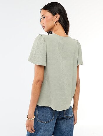Blouse met korte mouwen en V-hals