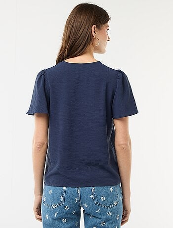 Blouse met korte mouwen en V-hals