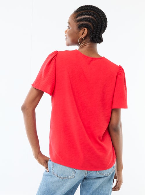 Blouse met korte mouwen en V-hals - Kiabi