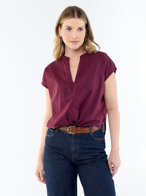 Blouse met korte mouwen en V-hals - Kiabi