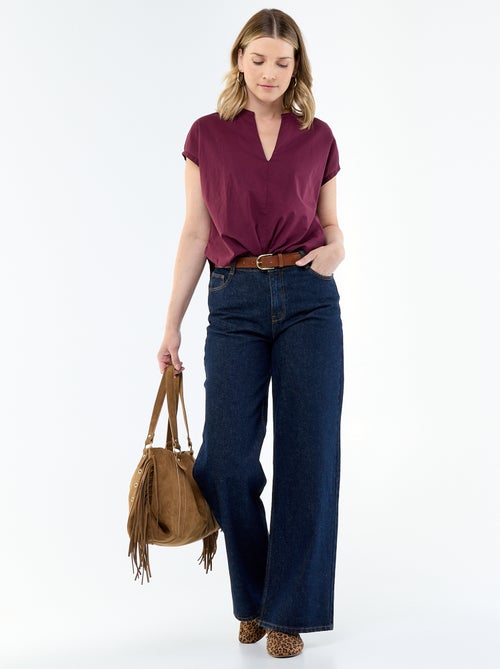 Blouse met korte mouwen en V-hals - Kiabi