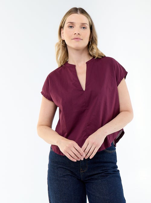 Blouse met korte mouwen en V-hals - Kiabi
