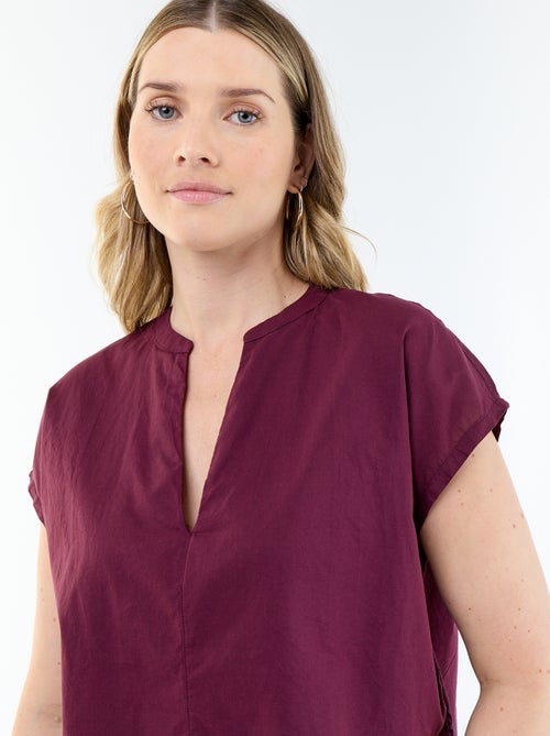 Blouse met korte mouwen en V-hals - Kiabi