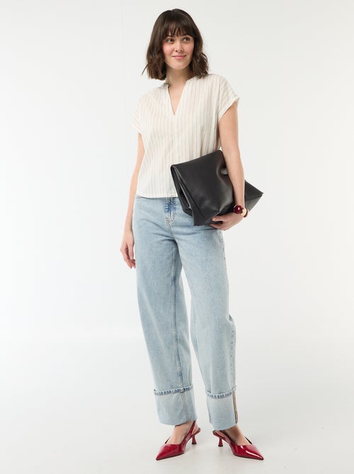 Blouse met korte mouwen en V-hals - Kiabi