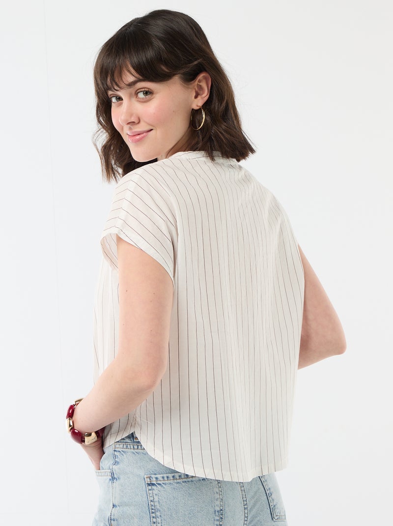 Blouse met korte mouwen en V-hals Wit - Kiabi