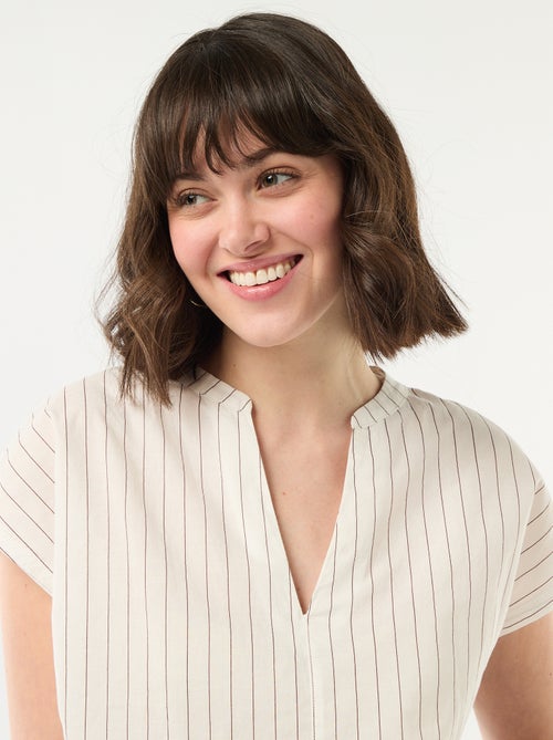 Blouse met korte mouwen en V-hals - Kiabi