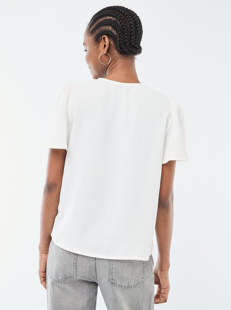 Blouse met korte mouwen en V-hals Wit - Kiabi