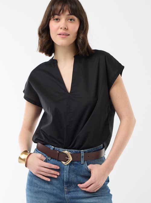 Blouse met korte mouwen en V-hals - Kiabi