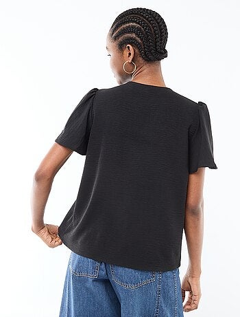 Blouse met korte mouwen en V-hals