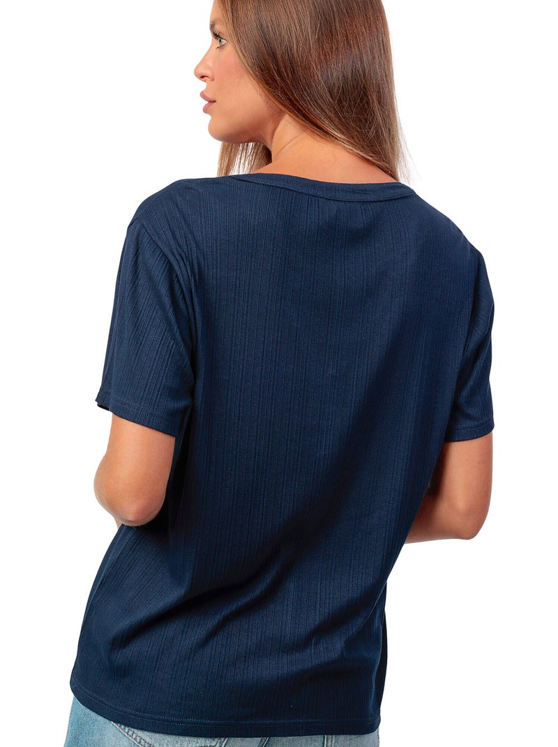 Blouse met korte mouwen Marineblauw - Kiabi