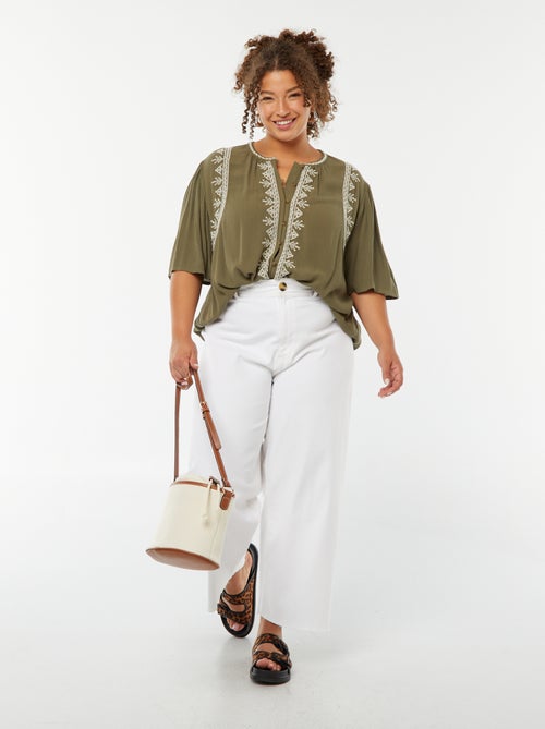 Blouse met korte mouwen met borduursel - Kiabi