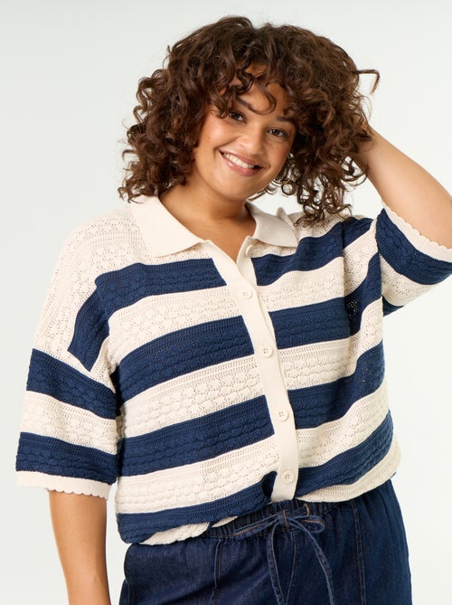 Blouse met korte mouwen van gehaakte stof - Kiabi