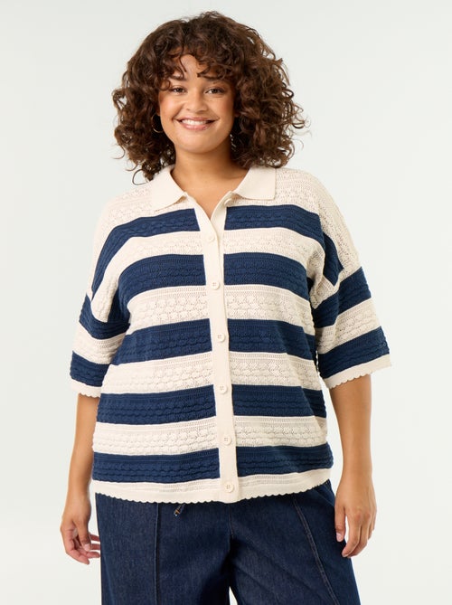 Blouse met korte mouwen van gehaakte stof - Kiabi