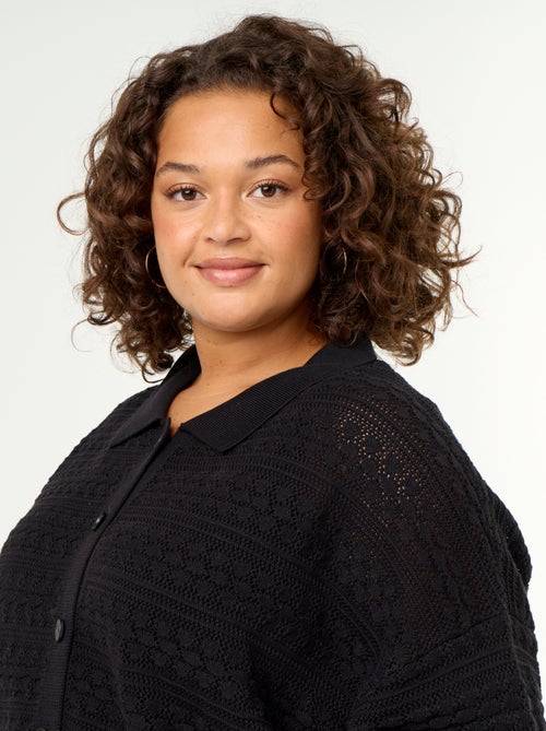 Blouse met korte mouwen van gehaakte stof - Kiabi
