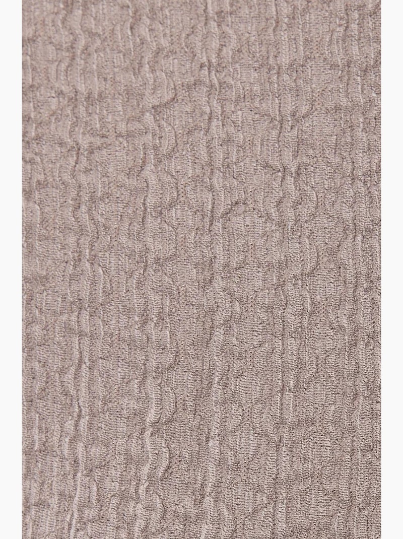 Blouse met korte mouwen van kreukstof en ronde hals hiccup Natuurlijk beige - Kiabi