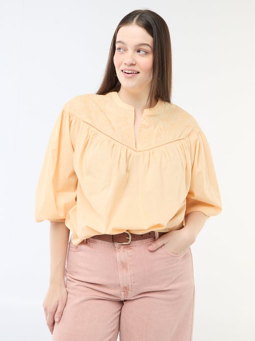 Blouse met lange mouwen en borduursels - Kiabi