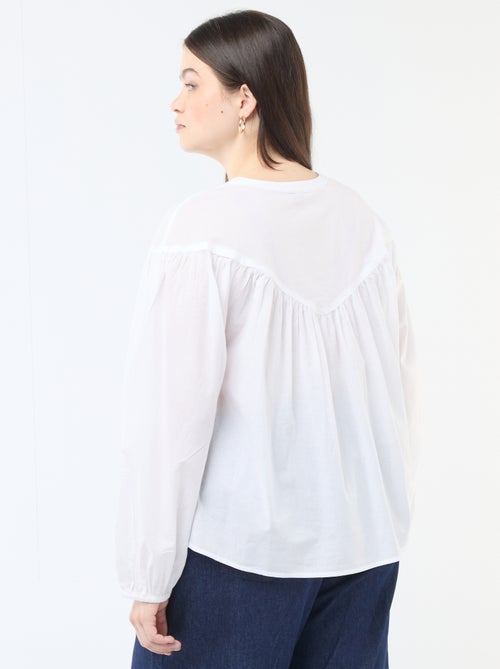 Blouse met lange mouwen en borduursels - Kiabi