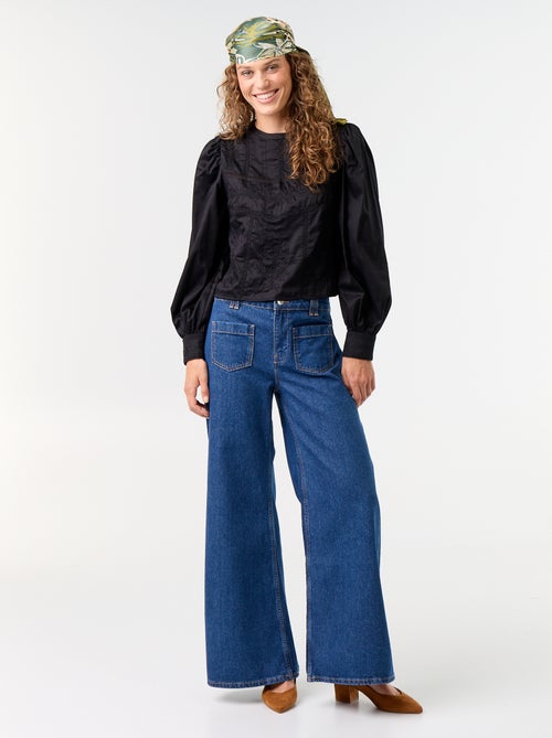 Blouse met lange mouwen en borduursels - Kiabi Blouse met lange mouwen en borduursels - Kiabi
