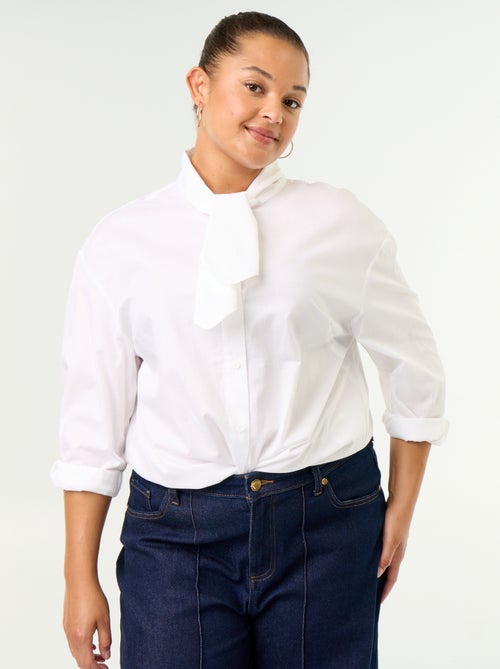 Blouse met lange mouwen en lavallièrekraag - Kiabi