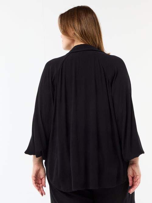 Blouse met lange mouwen en puntkraag - Kiabi
