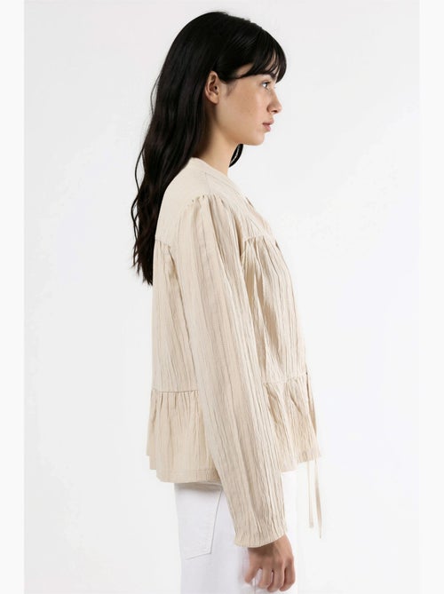 Blouse met lange mouwen en tippetkraag hiccup - Kiabi