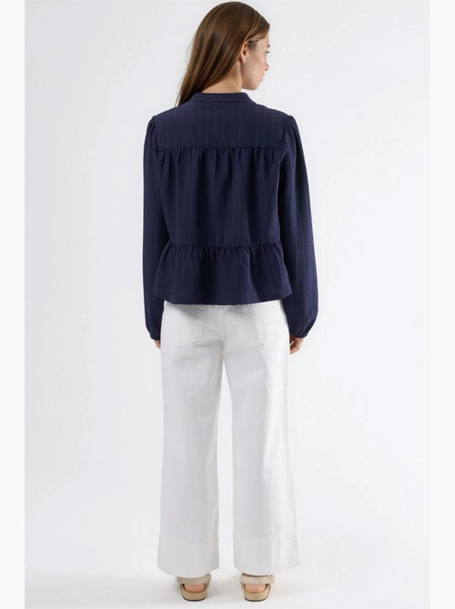Blouse met lange mouwen en tippetkraag hiccup - Kiabi