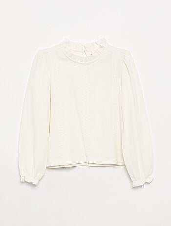 Blouse met lange mouwen en volantkraag
