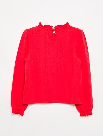 Blouse met lange mouwen en volantkraag