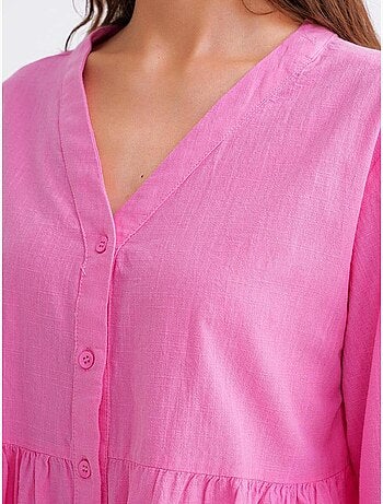 Blouse met lange mouwen, gelaagd en v-hals mixray