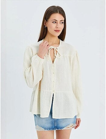 Blouse met lange mouwen in relaxed fit met striksluiting bij de hals mixray