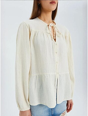 Blouse met lange mouwen in relaxed fit met striksluiting bij de hals mixray
