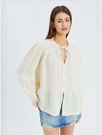 Blouse met lange mouwen in relaxed fit met striksluiting bij de hals mixray