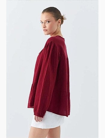 Blouse met lange mouwen in relaxed fit met striksluiting bij de hals mixray