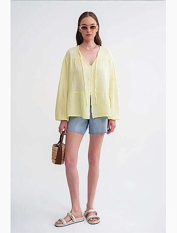 Blouse met lange mouwen in relaxed fit met striksluiting bij de hals mixray