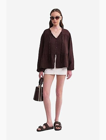 Blouse met lange mouwen in relaxed fit met striksluiting bij de hals mixray