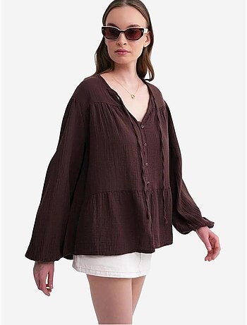 Blouse met lange mouwen in relaxed fit met striksluiting bij de hals mixray