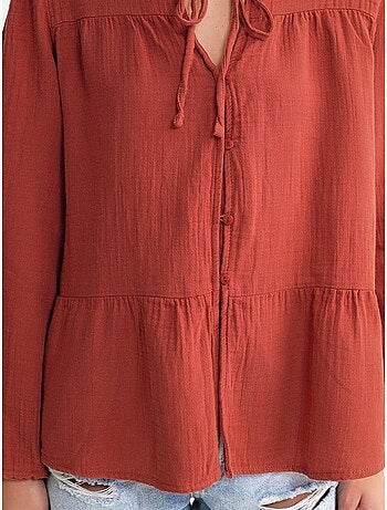 Blouse met lange mouwen in relaxed fit met striksluiting bij de hals mixray
