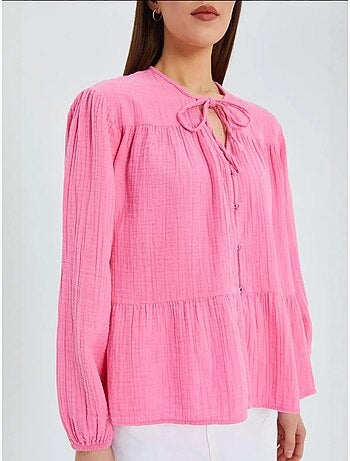 Blouse met lange mouwen in relaxed fit met striksluiting bij de hals mixray