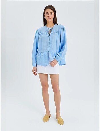 Blouse met lange mouwen in relaxed fit met striksluiting bij de hals mixray