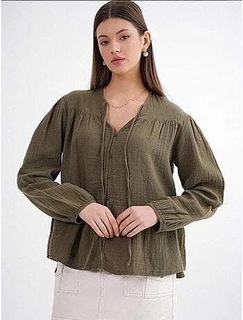 Blouse met lange mouwen in relaxed fit met striksluiting bij de hals mixray