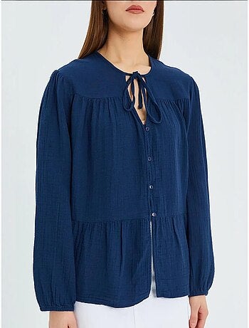 Blouse met lange mouwen in relaxed fit met striksluiting bij de hals mixray