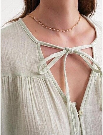 Blouse met lange mouwen in relaxed fit met striksluiting bij de hals mixray
