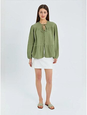 Blouse met lange mouwen in relaxed fit met striksluiting bij de hals mixray