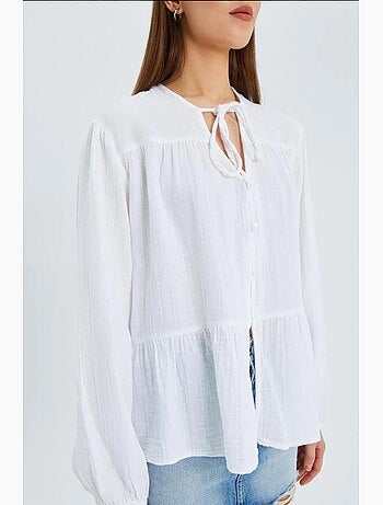 Blouse met lange mouwen in relaxed fit met striksluiting bij de hals mixray