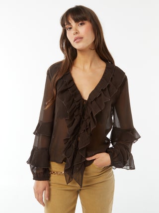 Blouse met lange mouwen met ruche